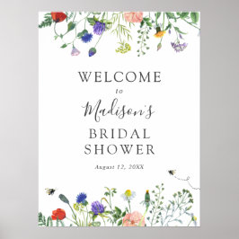 Begrüßungsunterschrift für Wildblumen und Bienen-B Poster