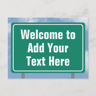 Begrüßungszeichen auf der Autobahn mit beliebigem  Postkarte