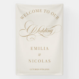 Begrüßungszeichen Beige und Gold Classic Banner