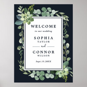 Begrüßungszeichen der Blue Succulent Wedding Mitte Poster