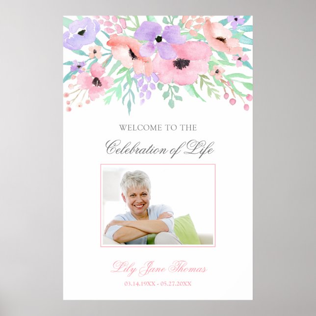 Begrüßungszeichen der Blume Wasserfarbe - 24 x 36 Poster (Vorne)