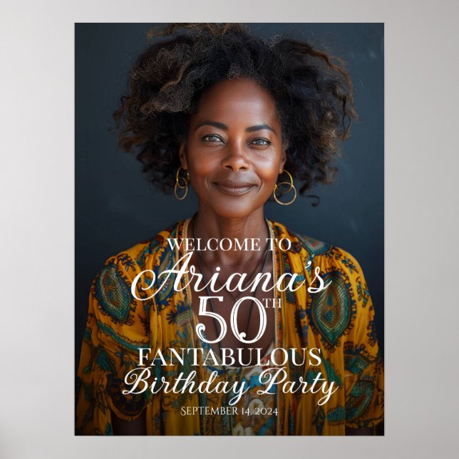 Begrüßungszeichen der Geburtstagsfeier mit Foto Poster (Vorne)