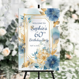 Begrüßungszeichen der Geburtstagspartei mit Blume Poster