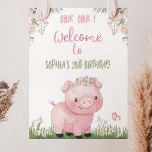 Begrüßungszeichen der Girl Pig, Party-Dekoration Poster