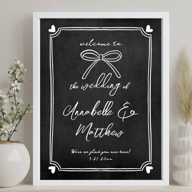 Begrüßungszeichen der handgezogenen Khalk Poster (Hand Drawn Chalk Whimsical Wedding Welcome Sign)