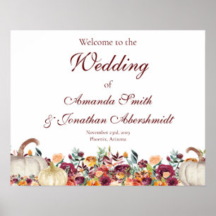Begrüßungszeichen der Hochzeit im Herbst, Begrüßun Poster