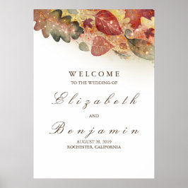 Begrüßungszeichen der Hochzeit im Herbst Poster