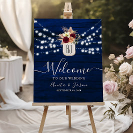 Begrüßungszeichen der Marine Burgundy Rustic Weddi