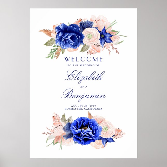 Begrüßungszeichen der Marine und der Rosa Flora Poster (Vorne)