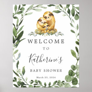 Begrüßungszeichen der Sloth Family Baby Dusche Poster