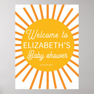 Begrüßungszeichen der Sonnenschein-Babydusche Poster