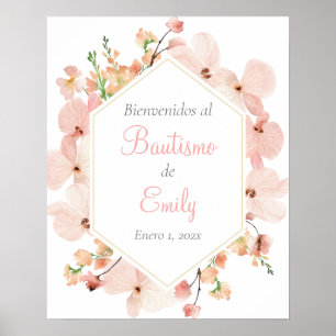 Begrüßungszeichen der Taufe auf Spanisch Poster