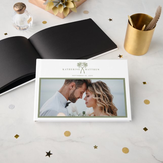 Begrüßungszeichen der tropischen Palmen Gästebuch (Vorderseite Offen)