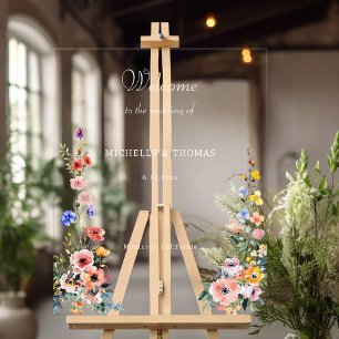 Begrüßungszeichen der Wildblume Wasserfarbe Acrylschild