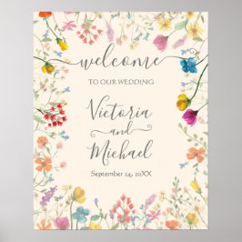 Begrüßungszeichen der zarten Wildblume Poster