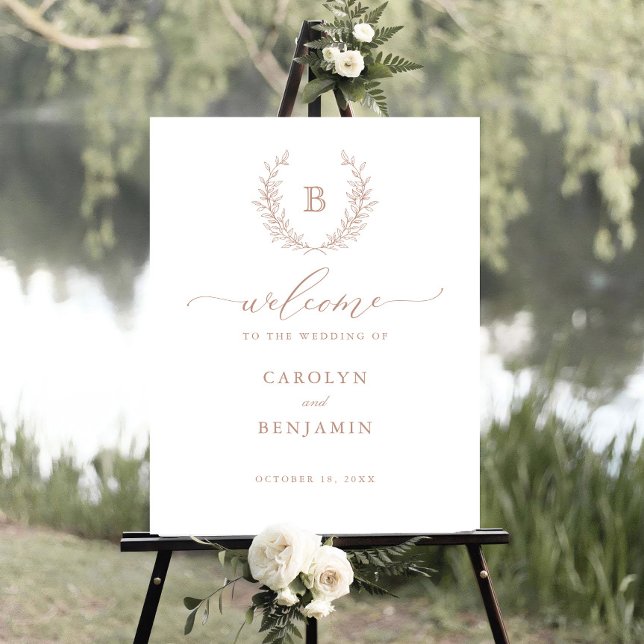 Begrüßungszeichen des eleganten Laurel Wreath Mono Poster (Von Creator hochgeladen)