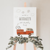 Begrüßungszeichen des Feuerwehrwagens (Schaumtafel