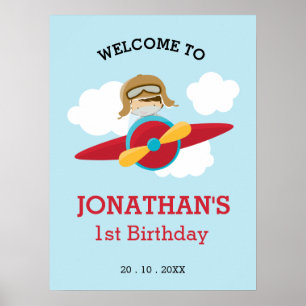 Begrüßungszeichen des Flugzeugs am Geburtstag (Boy Poster