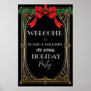 Begrüßungszeichen des Holiday Art Deco der 20er Ja Poster