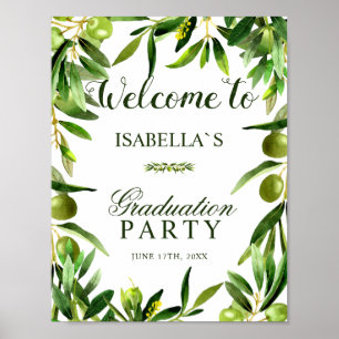 Begrüßungszeichen Elegant Olive Boho Graduation Poster