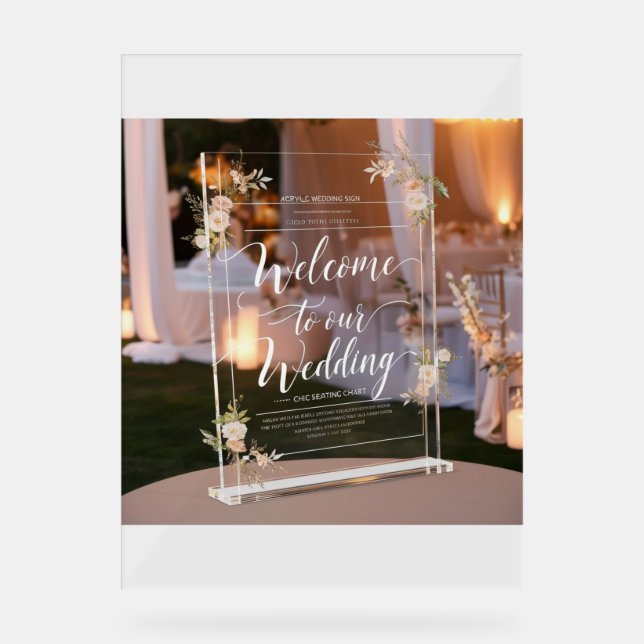 Begrüßungszeichen für Acrylhochzeiten Acrylschild (Vorderseite)