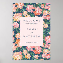 Begrüßungszeichen für Aquarellfarben-Blume in Blue Poster