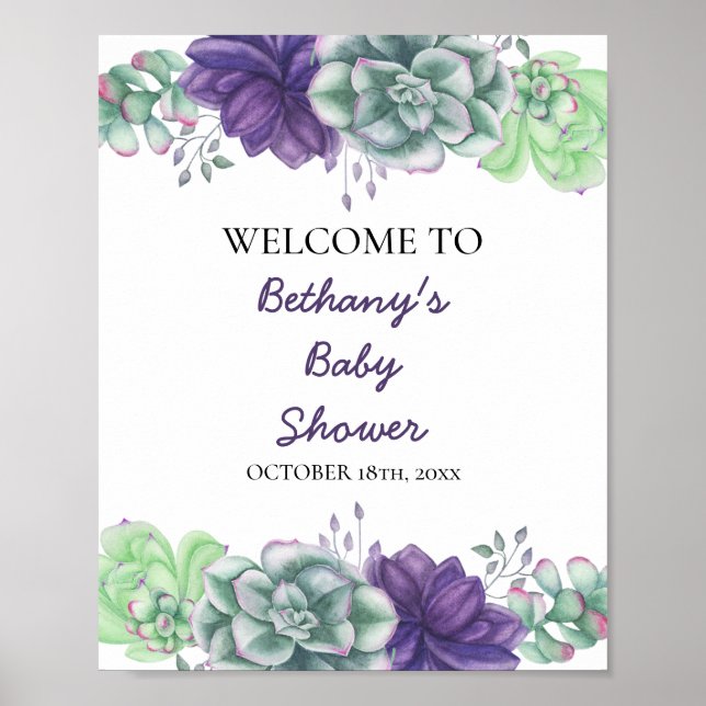 Begrüßungszeichen für Babydusche - Aquarelltuch Poster (Vorne)