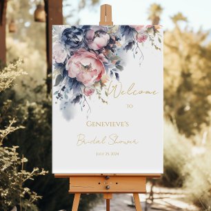 Begrüßungszeichen für Brautpartys in Navy und Rot Poster