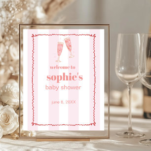 Begrüßungszeichen für Brunch & Bubbly Rot und Rosa Poster