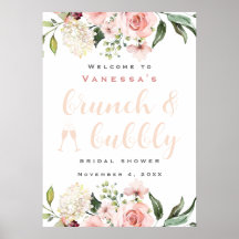 Begrüßungszeichen für Brunch und Bubbly Brautparty