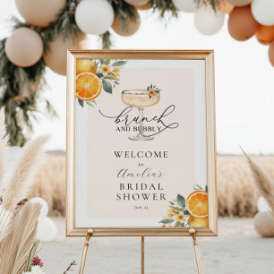Begrüßungszeichen für Brunch und Bubbly Brautparty Poster