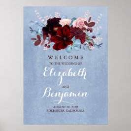 Begrüßungszeichen für Burgund und Dusty Blue Weddi Poster