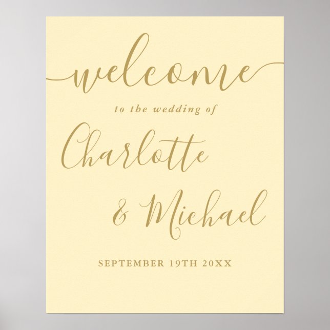 Begrüßungszeichen für Buttercup Gelb und Gold Poster (Vorne)