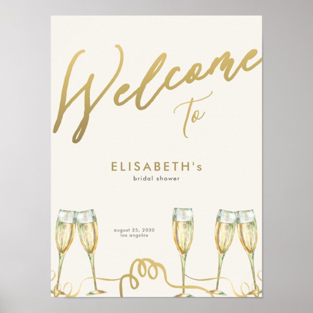 Begrüßungszeichen für Champagnerbrunch Brautparty Poster (Vorne)
