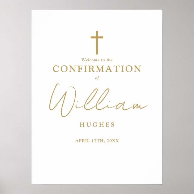 Begrüßungszeichen für Chic Gold Script-Bestätigung Poster (Vorne)