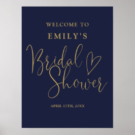 Begrüßungszeichen für das Blue Gold Script-Brautpa Poster