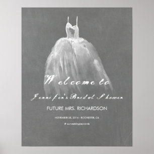 Begrüßungszeichen für das Brautparty Aquarellkleid Poster