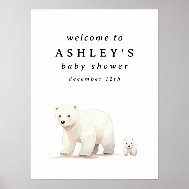 Begrüßungszeichen für das Polar Bear Baby Poster (Vorne)