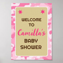 Begrüßungszeichen für die bearbeitbare Rosa Camouf Poster