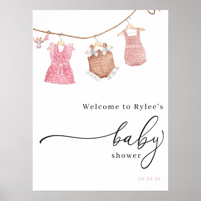 Begrüßungszeichen für die Classic Girl Baby Dusche Poster (Vorne)