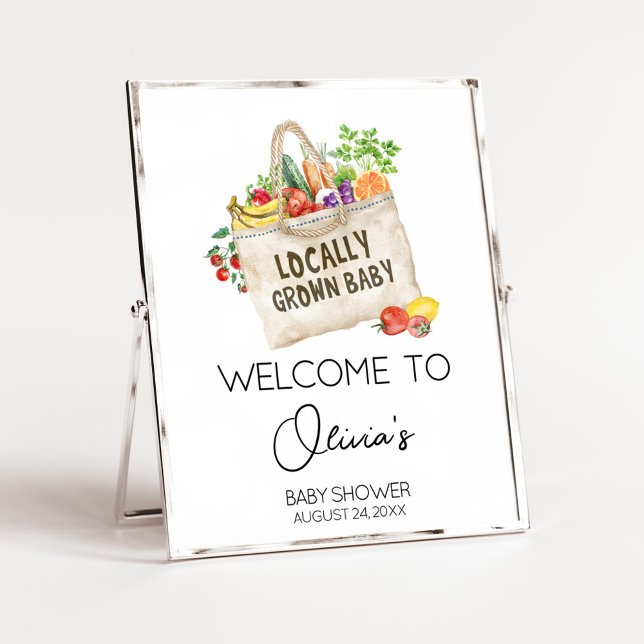 Begrüßungszeichen für die lokale Babydusche Poster (Farmers Locally Grown Baby Shower Sign)