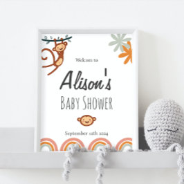 Begrüßungszeichen für die niedliche Affen-Babydusc Poster
