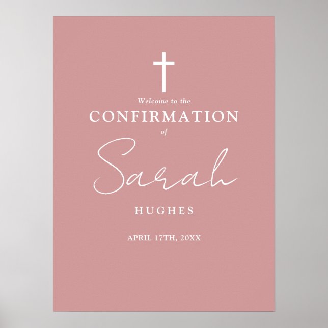 Begrüßungszeichen für die rosa Script-Bestätigung  Poster (Vorne)