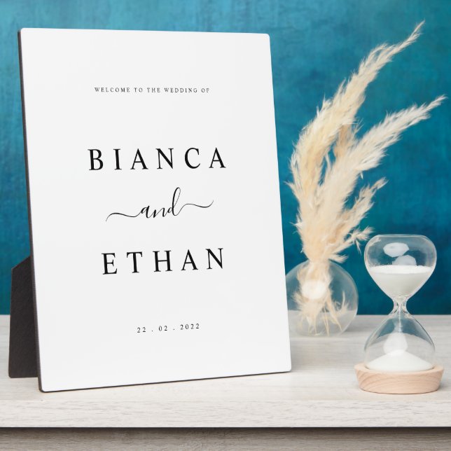 Begrüßungszeichen für einfache Hochzeitstafeln Fotoplatte (Seite)