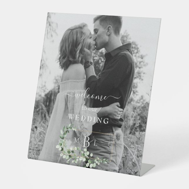 Begrüßungszeichen für Foliage & Gold Monogram Sockelschild (Vorderseite)