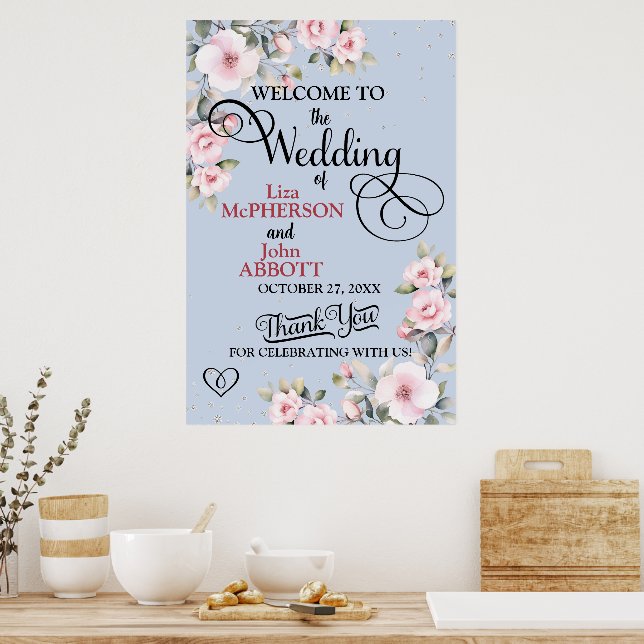 Begrüßungszeichen für hübsche Blumenzehen Poster (Küche)