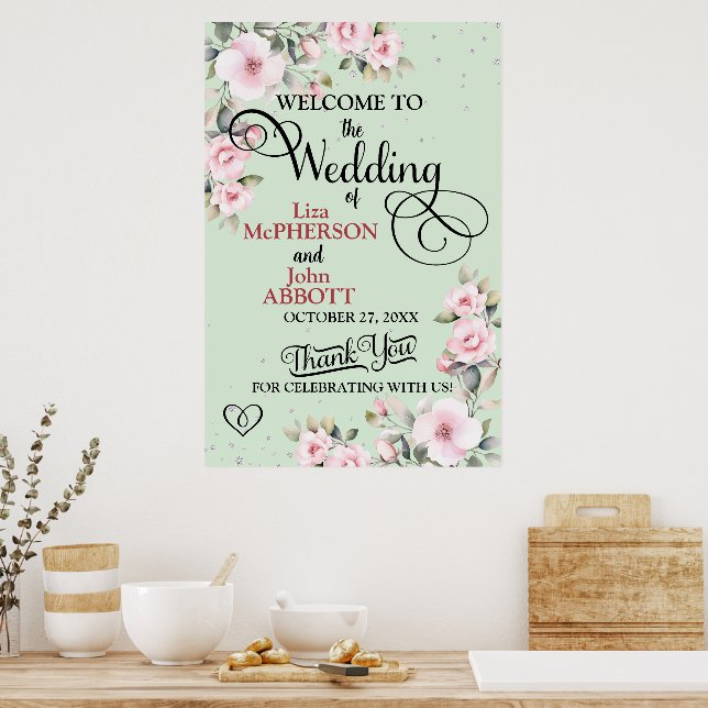 Begrüßungszeichen für hübsche Blumenzehen Poster (Küche)