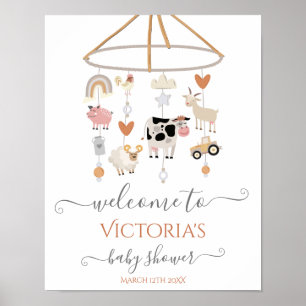 Begrüßungszeichen für Landtiere Mobile Baby Dusche Poster