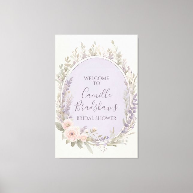 Begrüßungszeichen für Lavendel und Blush Leinwanddruck (Vorderseite)