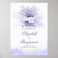 Begrüßungszeichen für Lavendel und Weiße Rosen